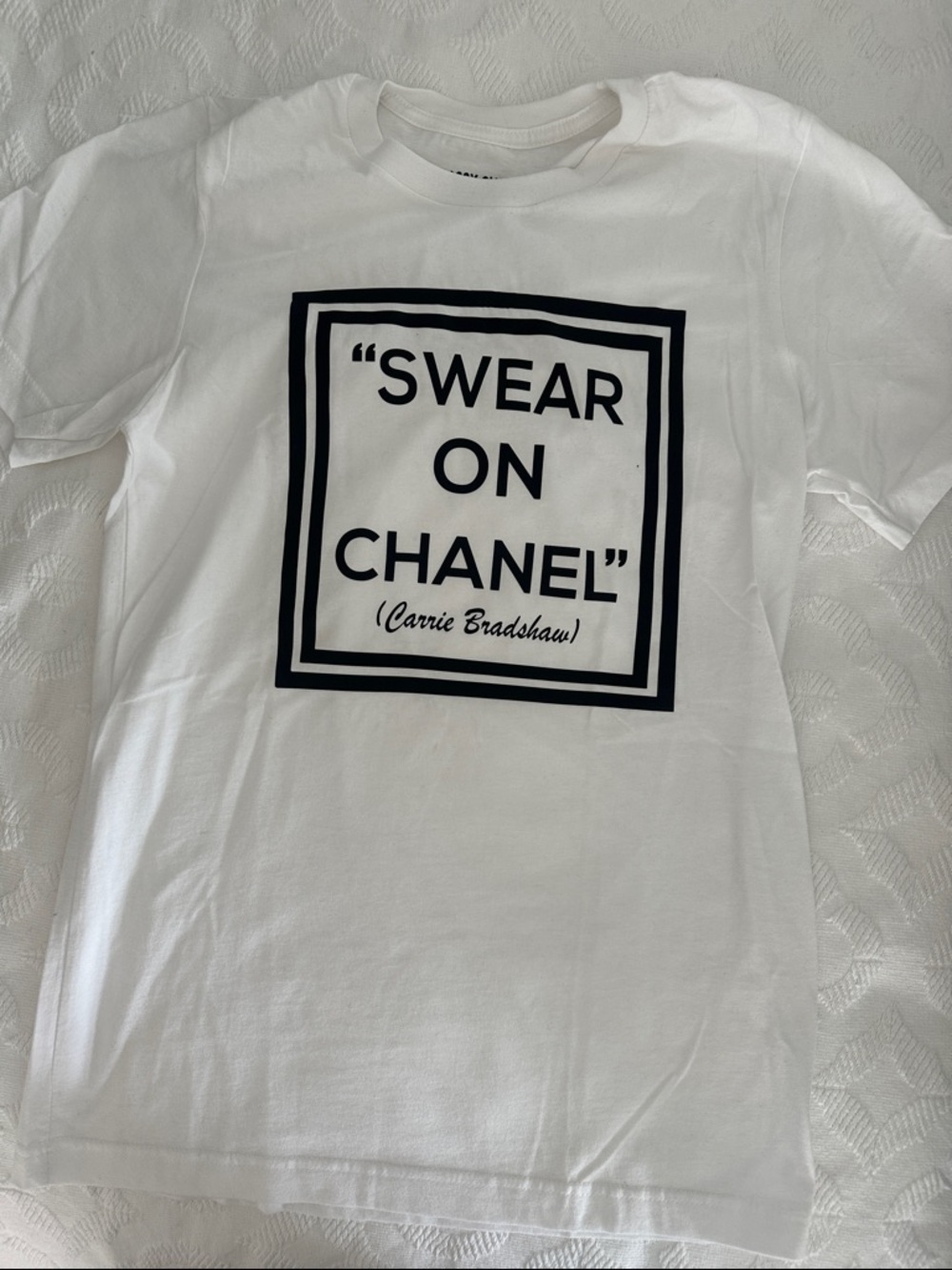 "Swear On Chanel" Graphic Tee - White with Black Print